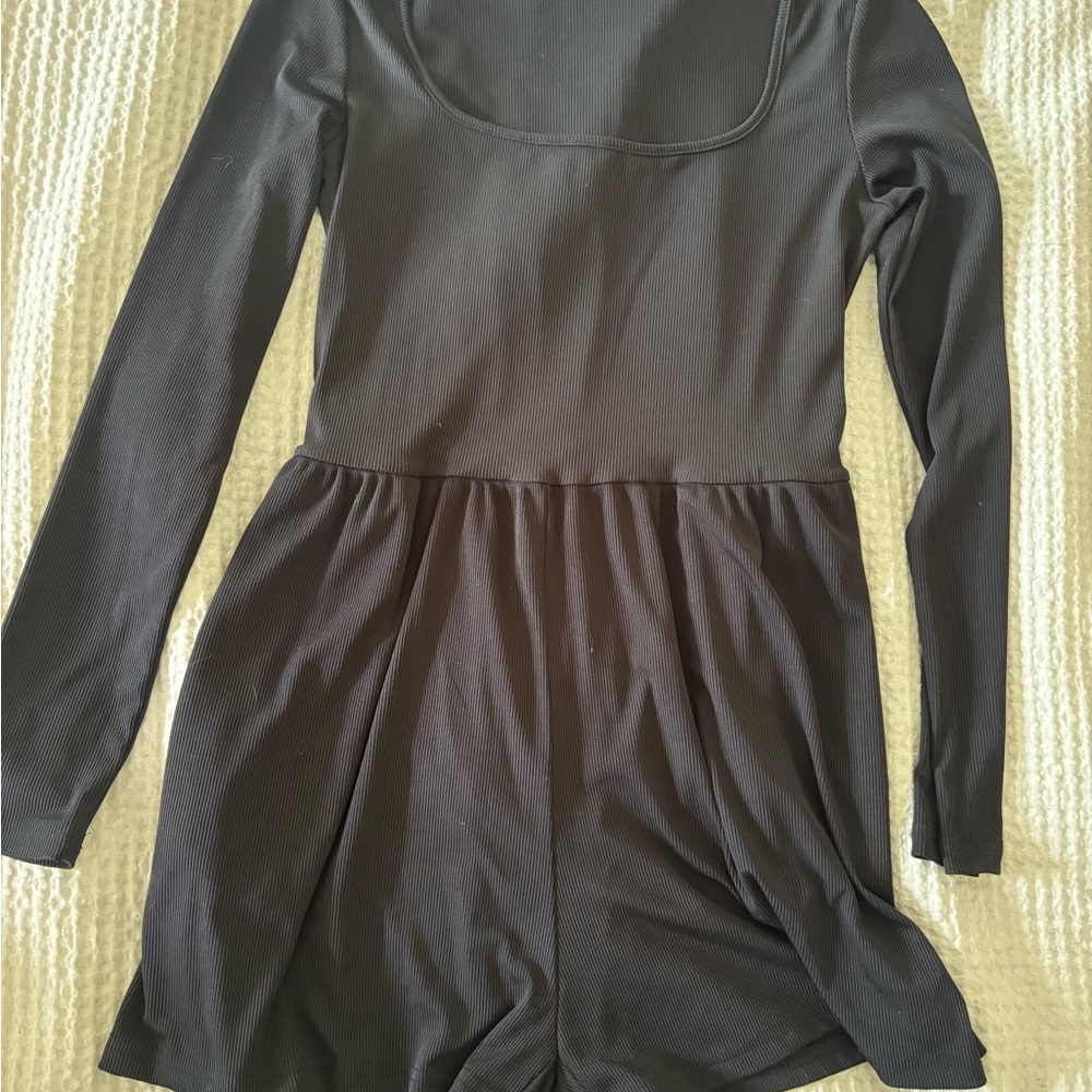 Cider Charcoal Ribbed Romper
